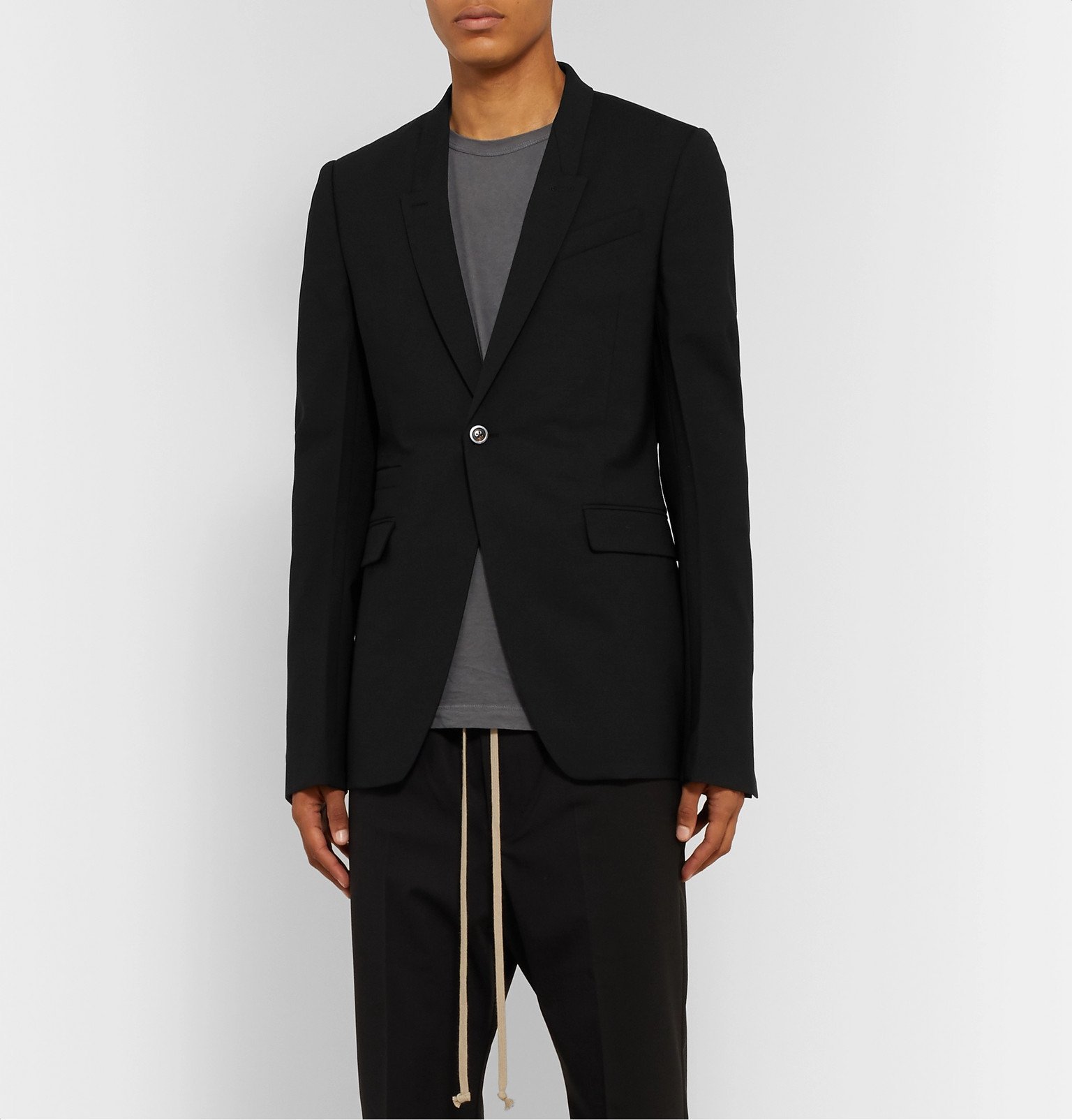 Rick Owens - Black Slim-Fit Wool Blazer - Black Rick Owens