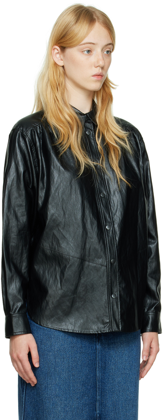 Isabel Marant Etoile Black Candy Faux-Leather Shirt