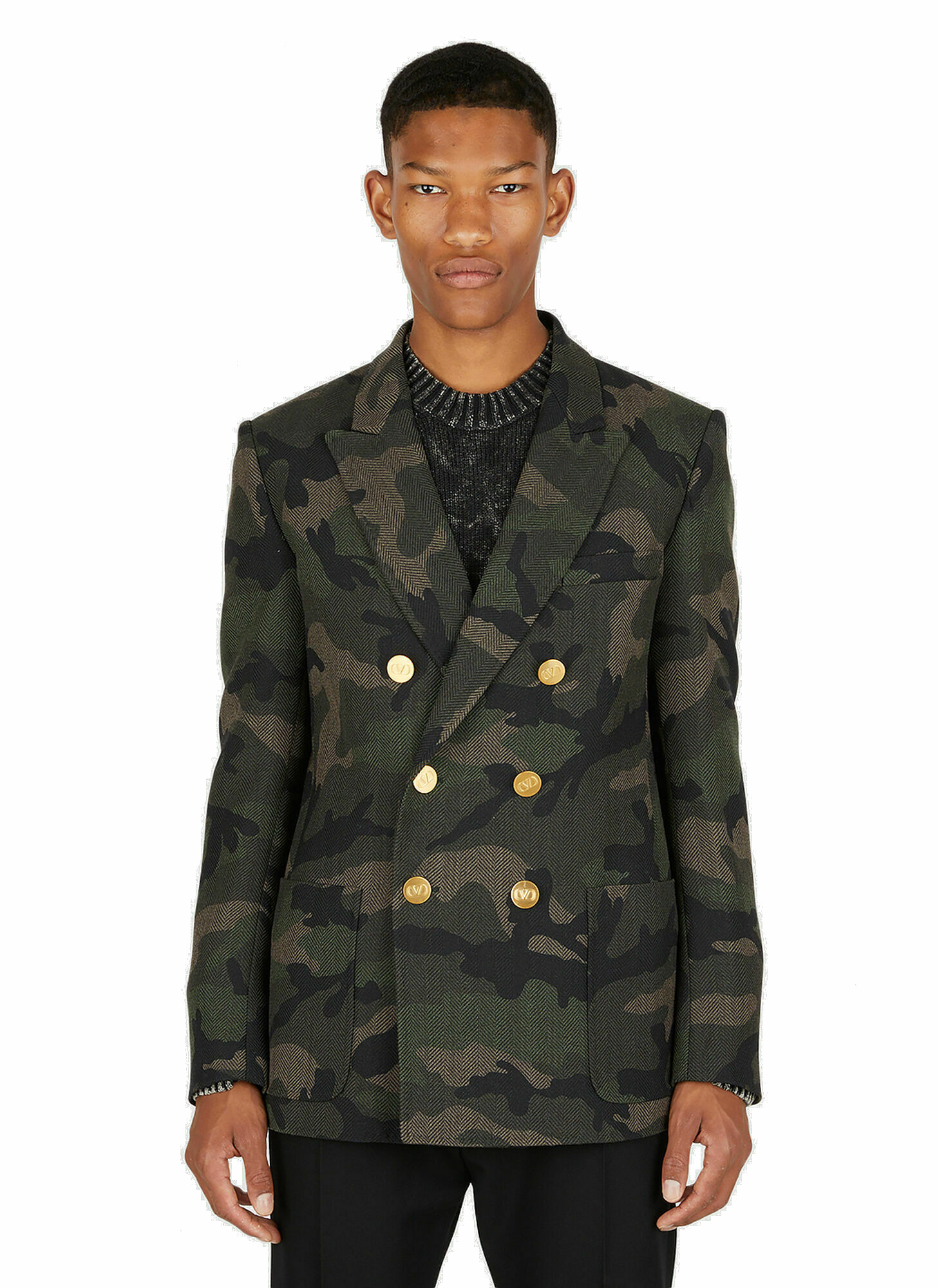 Photo: Camouflage Double Breasted Blazer in Green