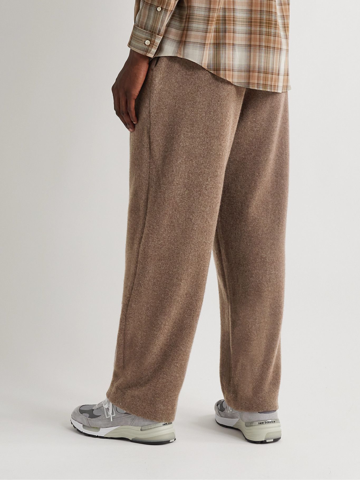 Auralee - Brushed Wool-Blend Jersey Trousers - Brown Auralee