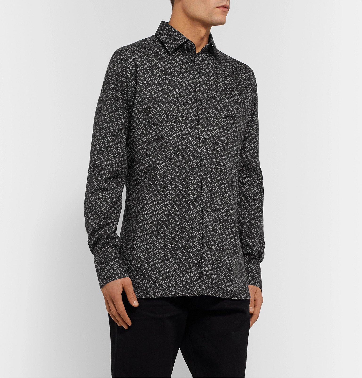 TOM FORD - Paisley-Print Cotton and Lyocell-Blend Shirt - Gray TOM FORD