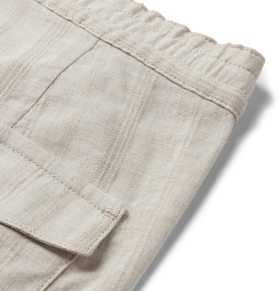 Oliver Spencer - Beckford Striped Linen and Cotton-Blend Jacquard Trousers - Sand