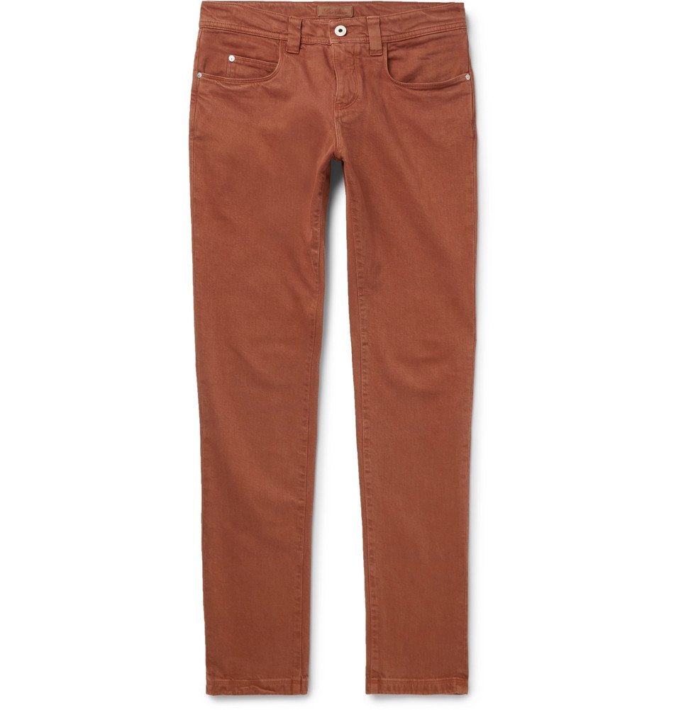 mens orange denim jeans