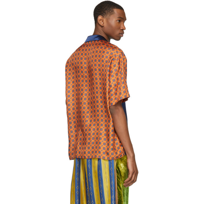 Orange Silk Bowling Shirt Gucci