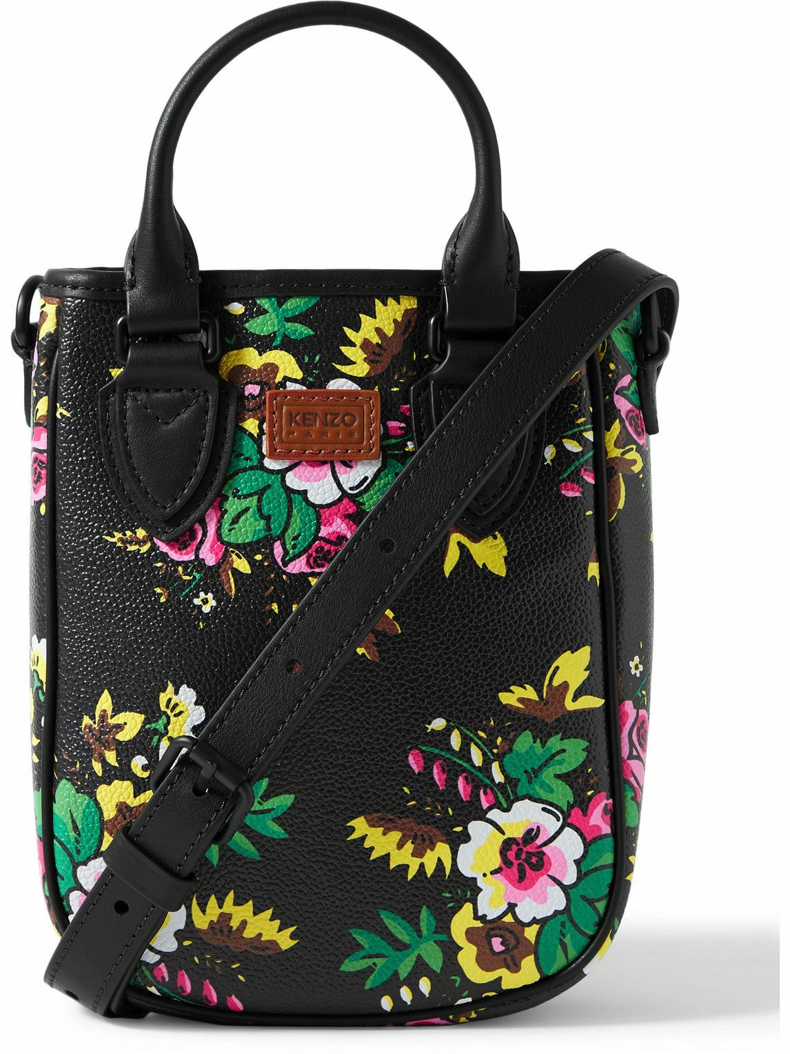 Photo: KENZO - Mini Logo-Appliquéd Floral-Print Faux Leather Tote Bag