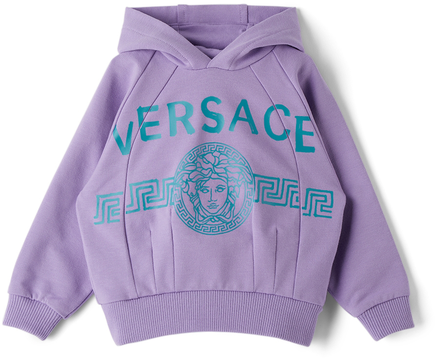 Versace Baby Purple & Blue Medusa Greca Print Hoodie Versace