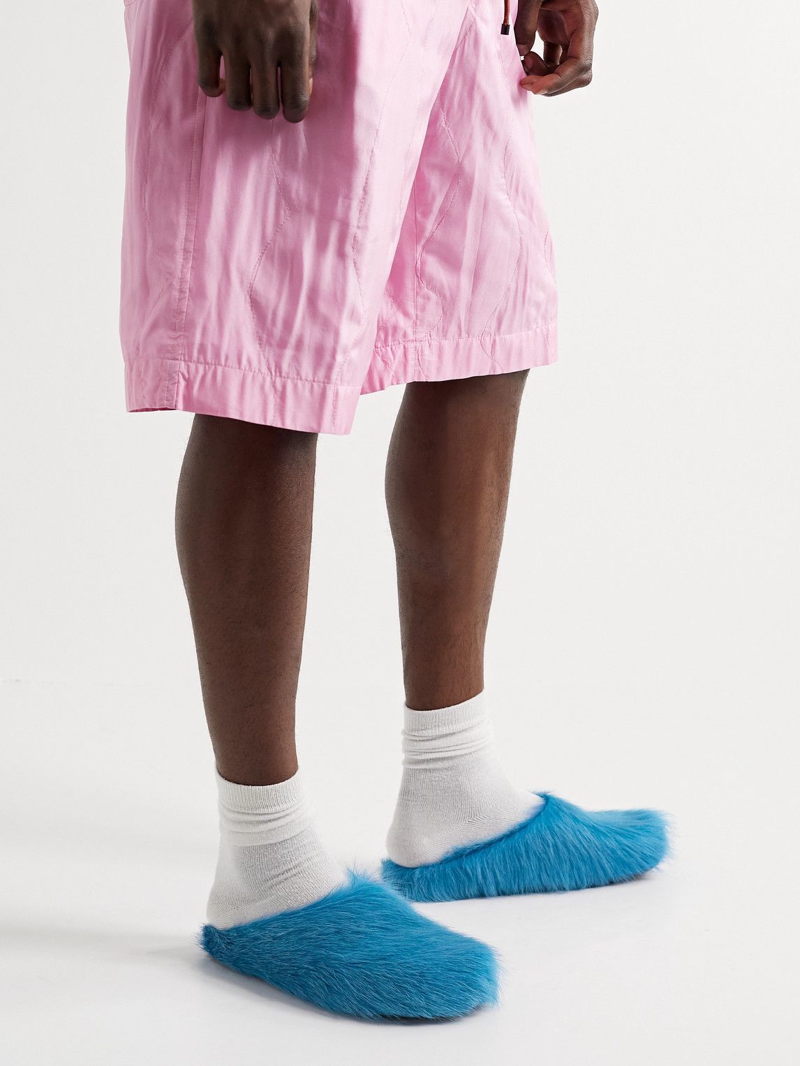 Marni - Fussbett Calf Hair Slippers - Blue Marni