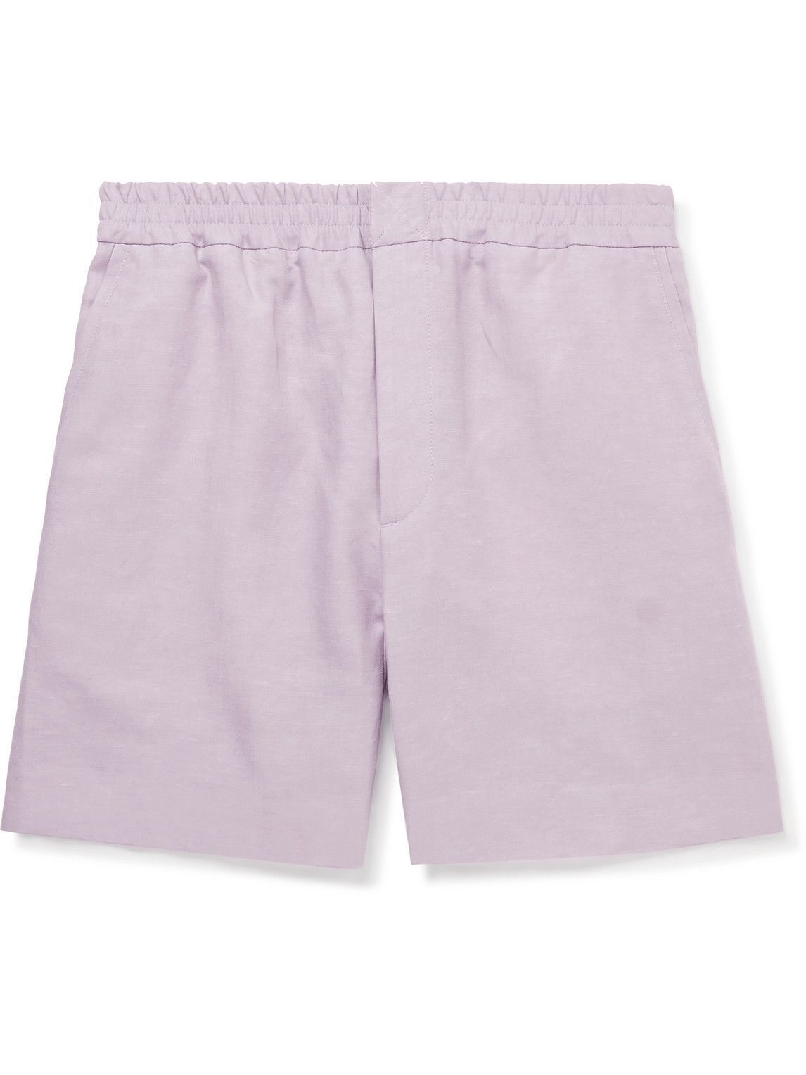 Photo: Fendi - Straight-Leg Linen, Lyocell and Cotton-Blend Bermuda Shorts - Purple