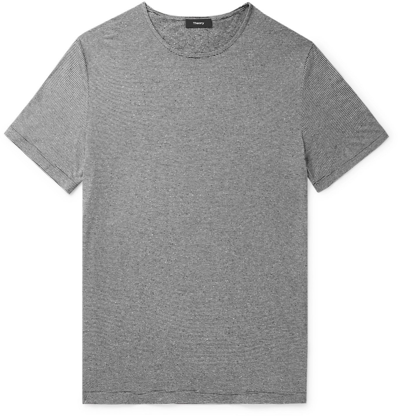 Theory - Tidal Striped Slub Knitted T-Shirt - Black Theory