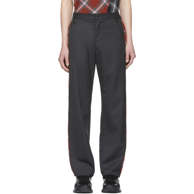 mens tartan trousers grey