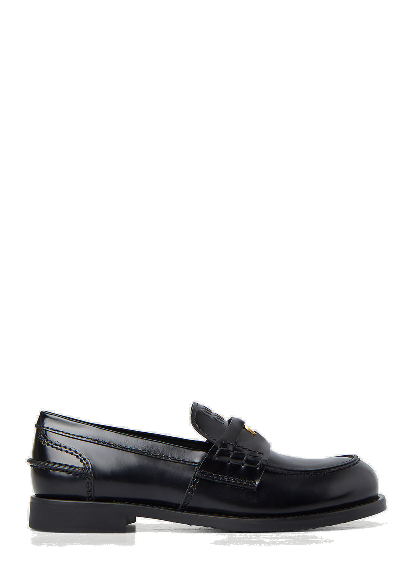 Moccasino Spazzolato Loafers in Black Miu Miu