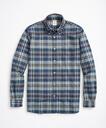 Brooks Brothers Men's Madison Classic-Fit Sport Shirt, Navy Madras