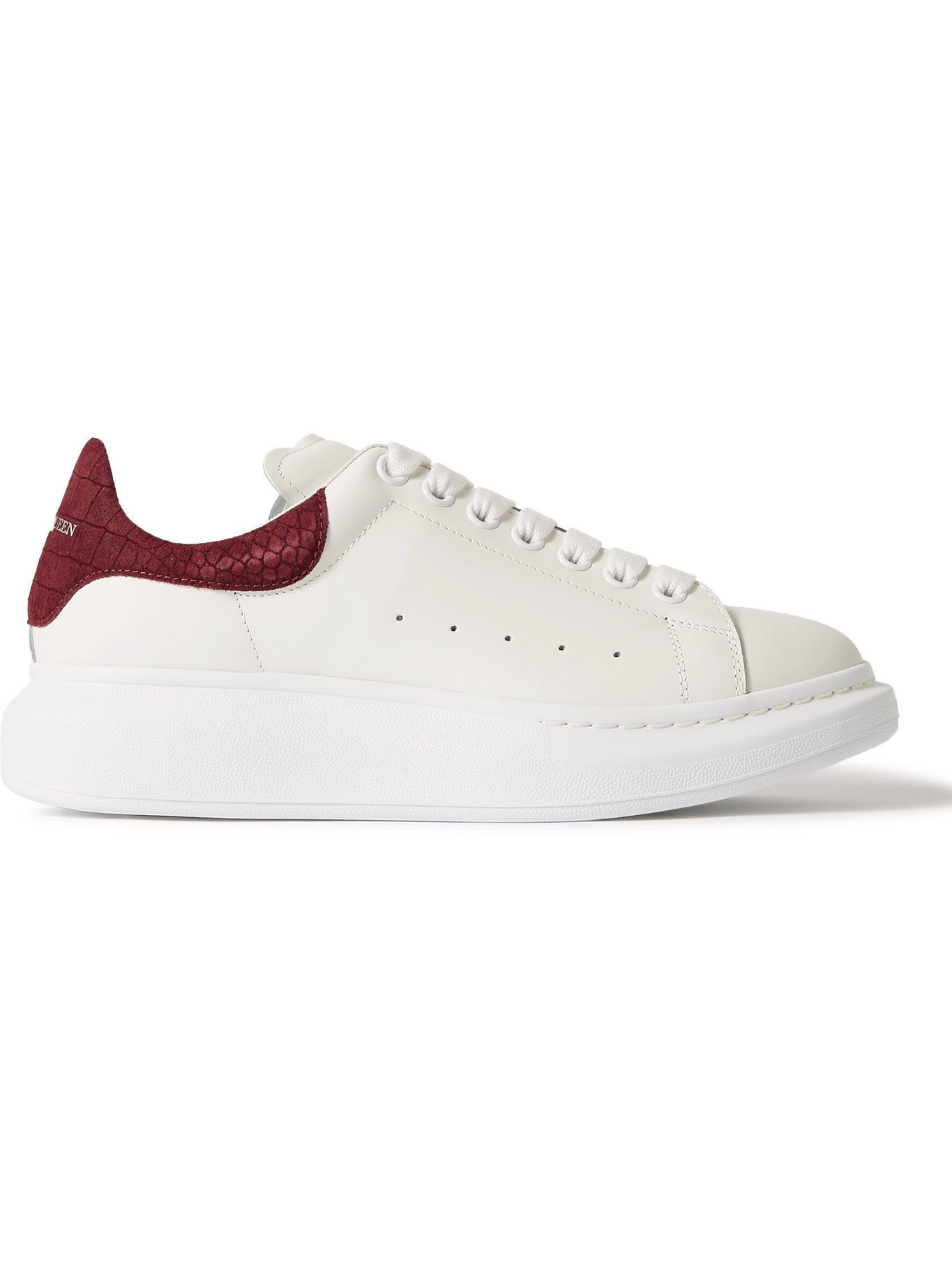Alexander McQueen - Exaggerated-Sole Croc-Effect Suede-Trimmed Leather ...
