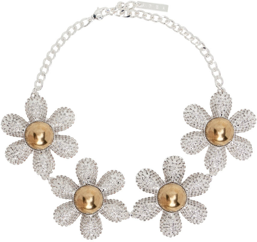 Photo: AREA Silver Crystal Flower Necklace