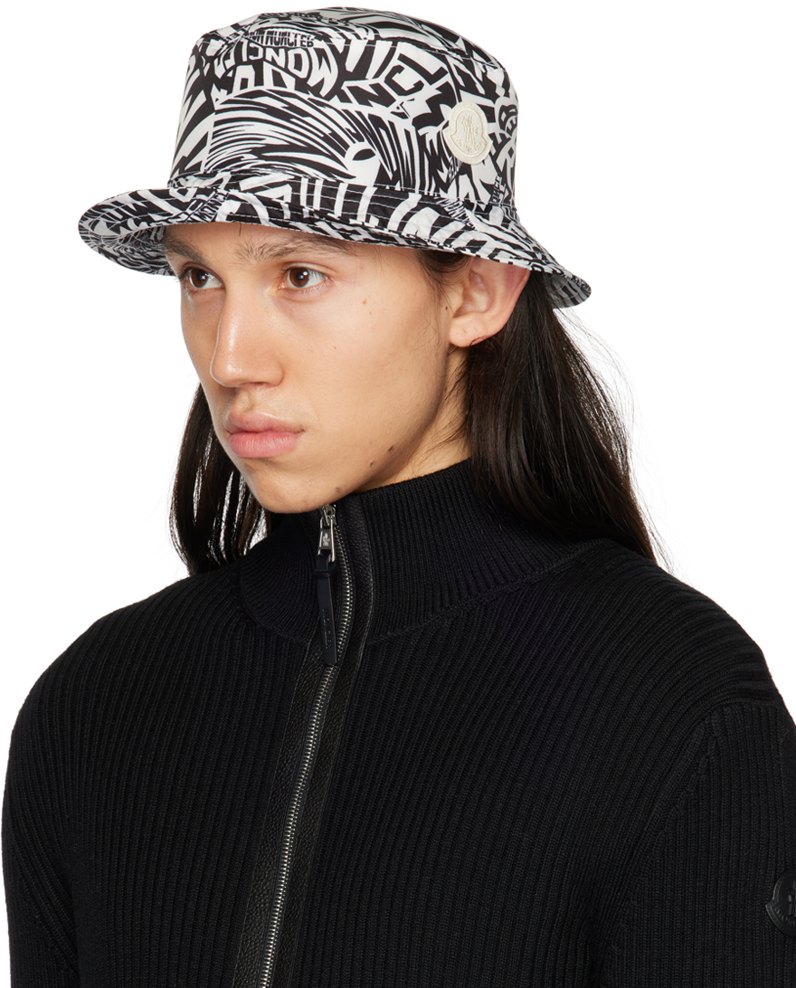 Moncler Black & White Graphic Bucket Hat Moncler