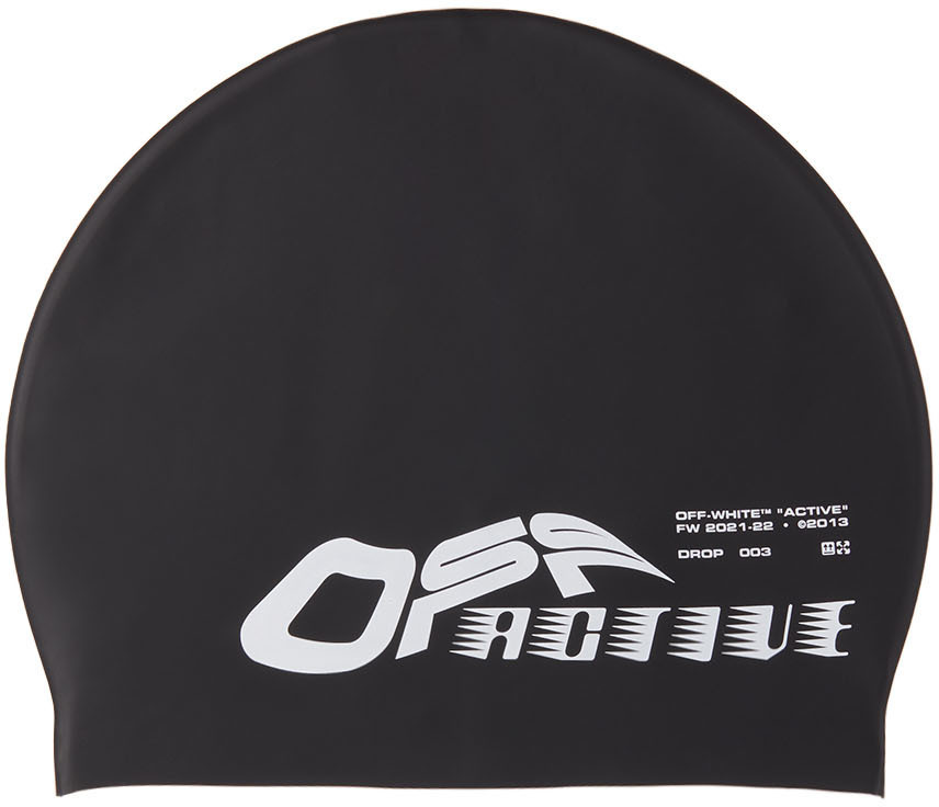 OffWhite Black Active Logo Swim Cap OffWhite