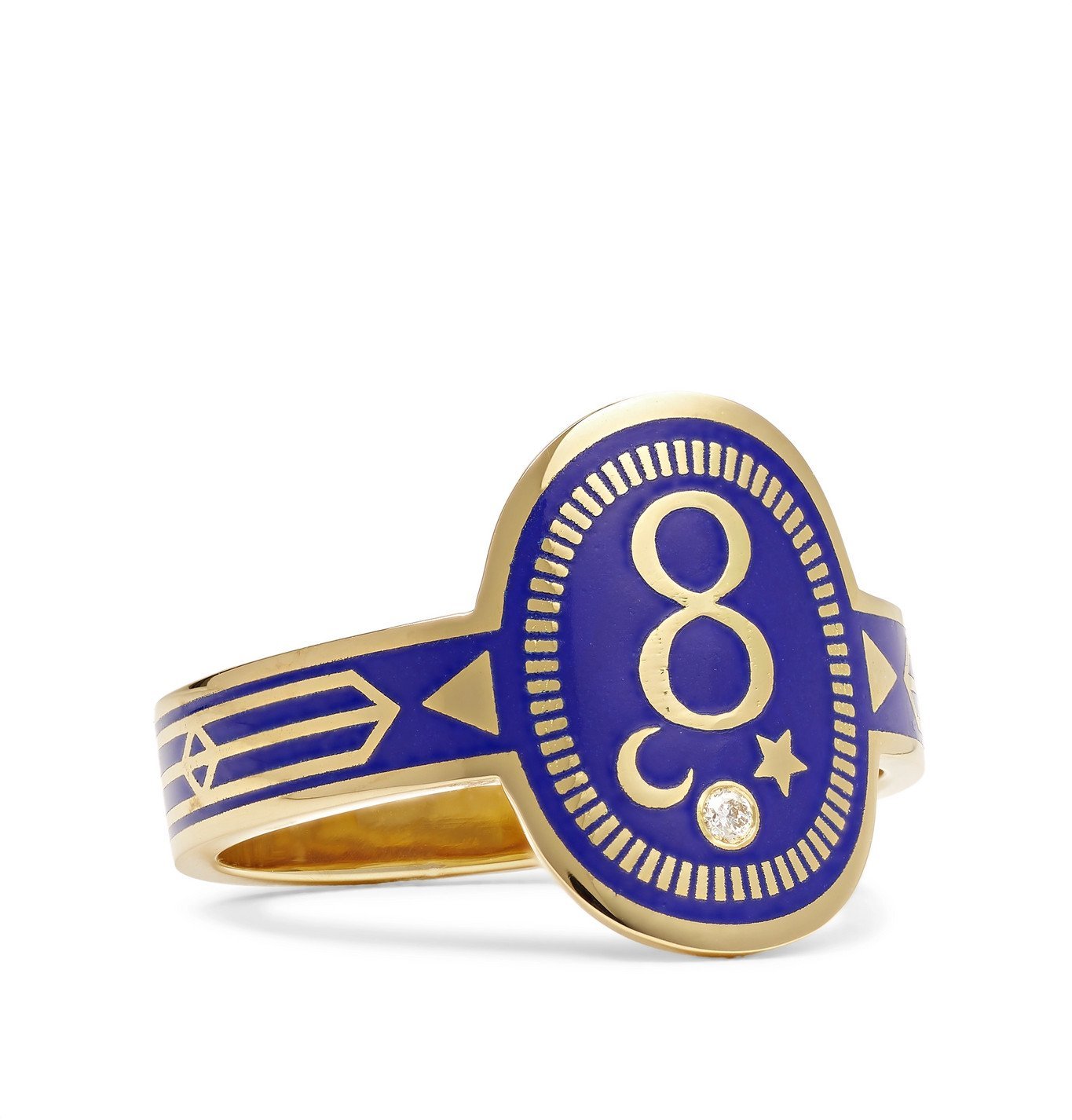 Foundrae - Karma 18-Karat Gold, Enamel and Diamond Signet Ring 