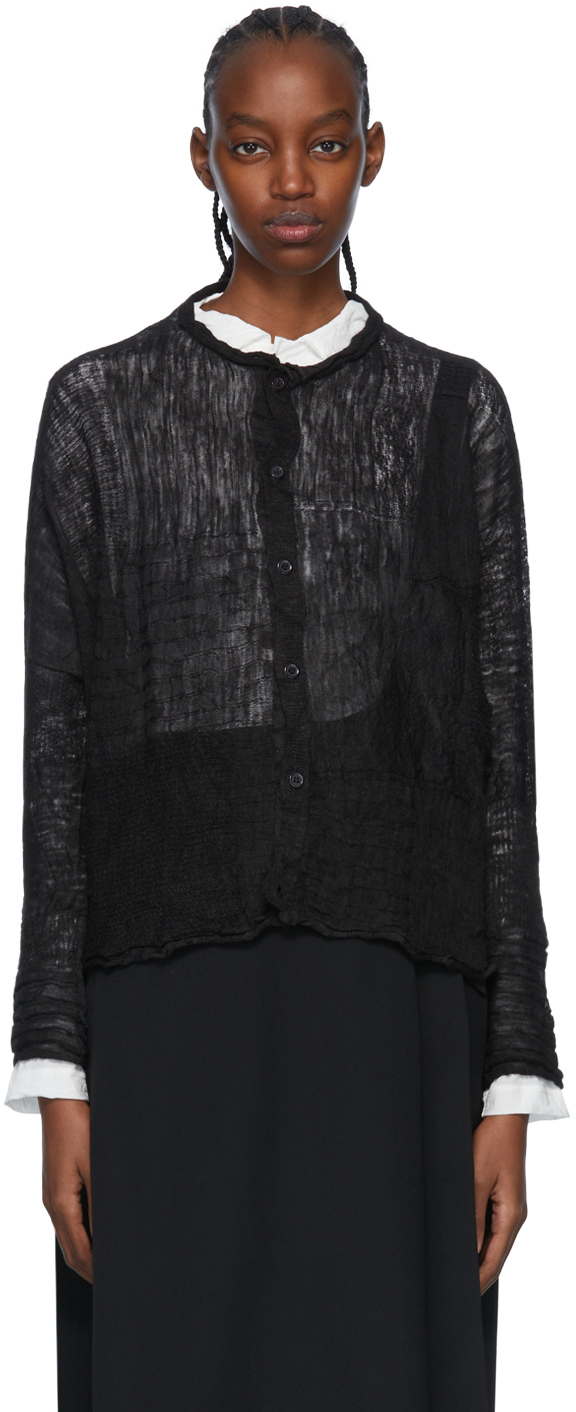 Y's Black Linen Cardigan
