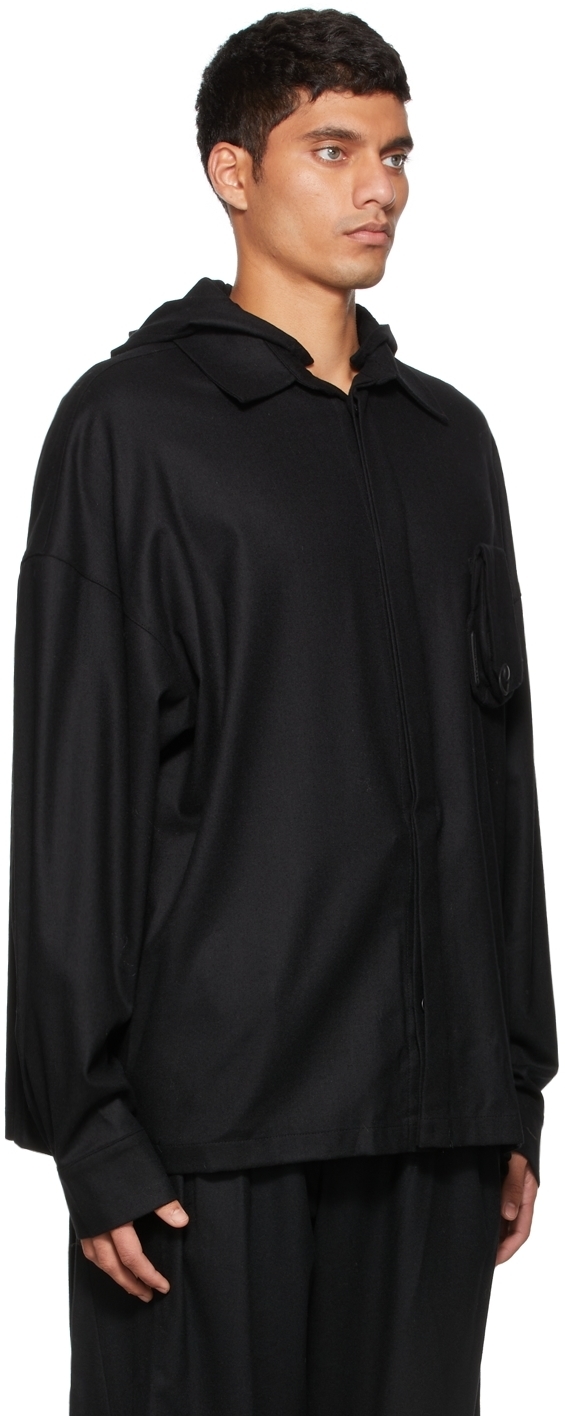 Hyein Seo Black Wool Hooded Shirt Hyein Seo