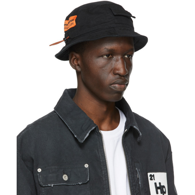 Heron Preston Black Twill Bucket Hat Heron Preston