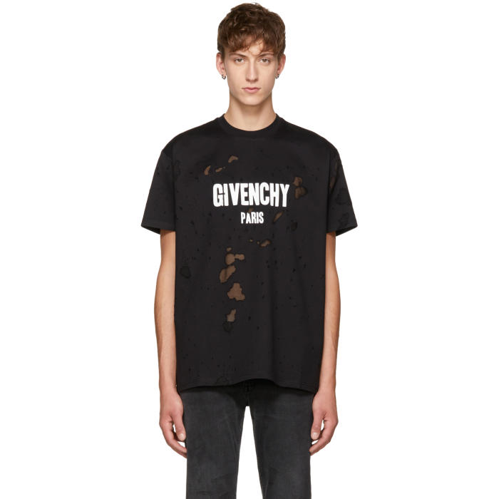 Givenchy Black Distressed Logo T-Shirt Givenchy