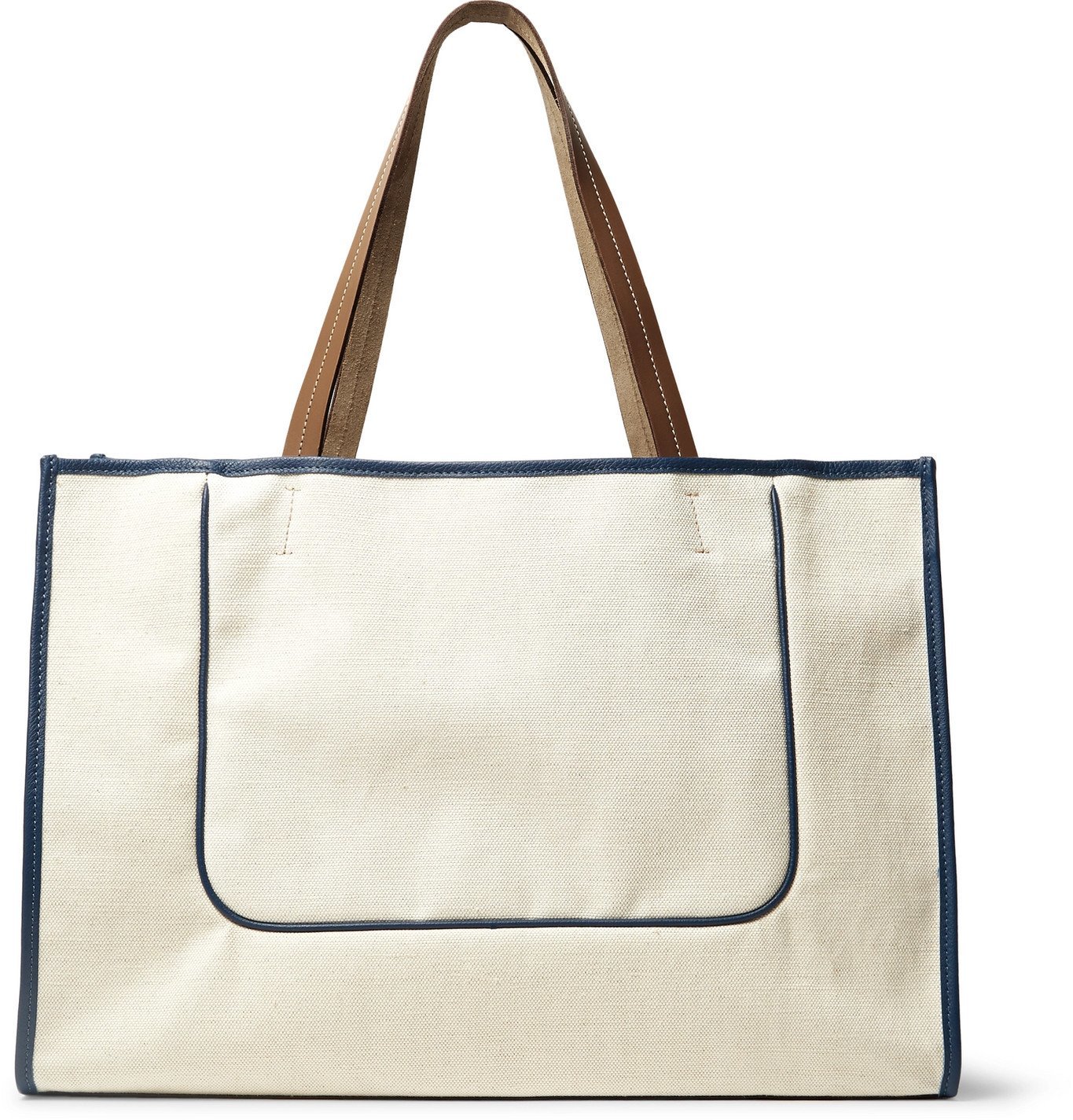 Connolly - Leather-Trimmed Canvas Tote Bag - Neutrals Connolly