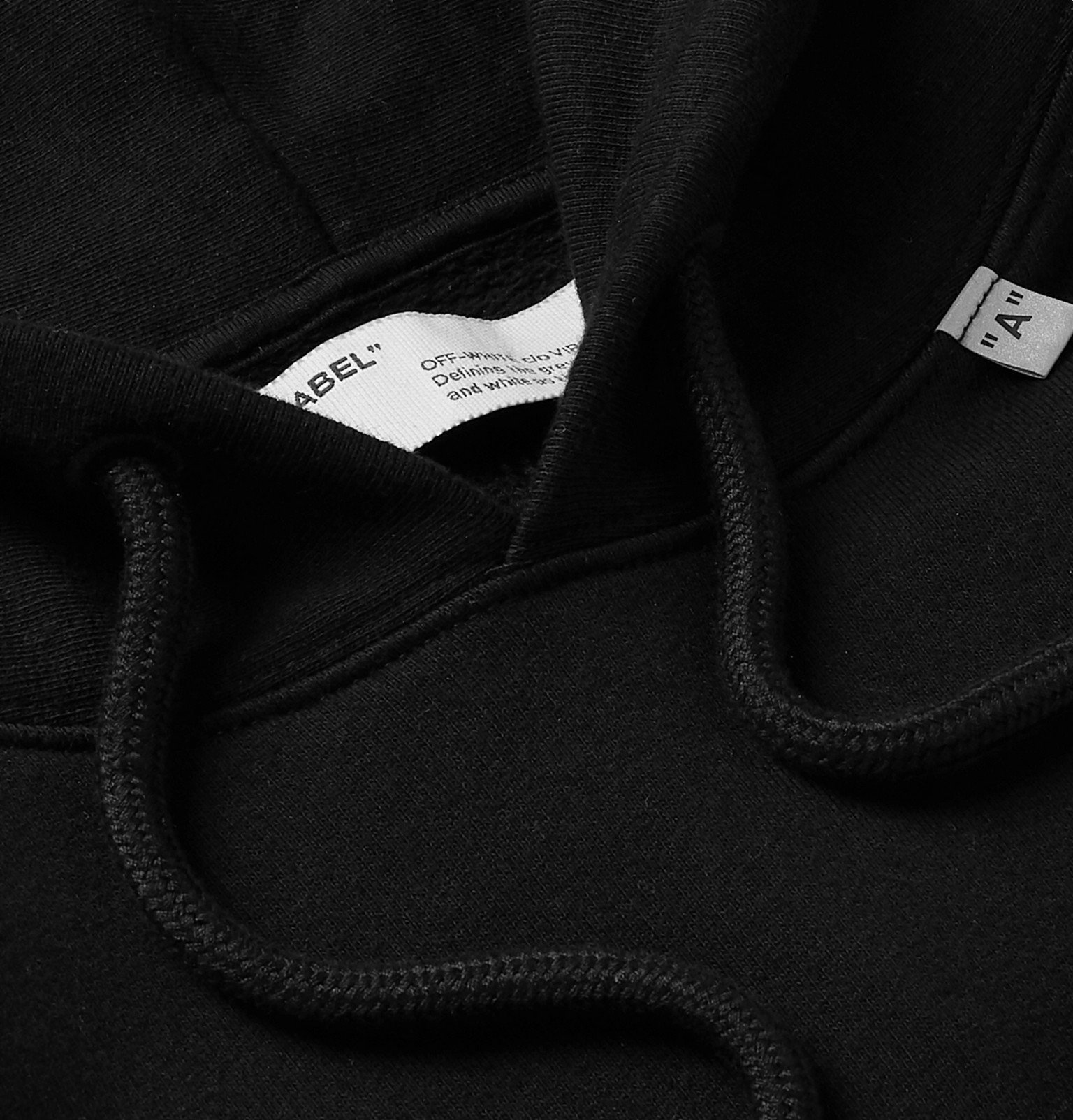 Off-White - Printed Fleece-Back Cotton-Jersey Hoodie - Black Off-White