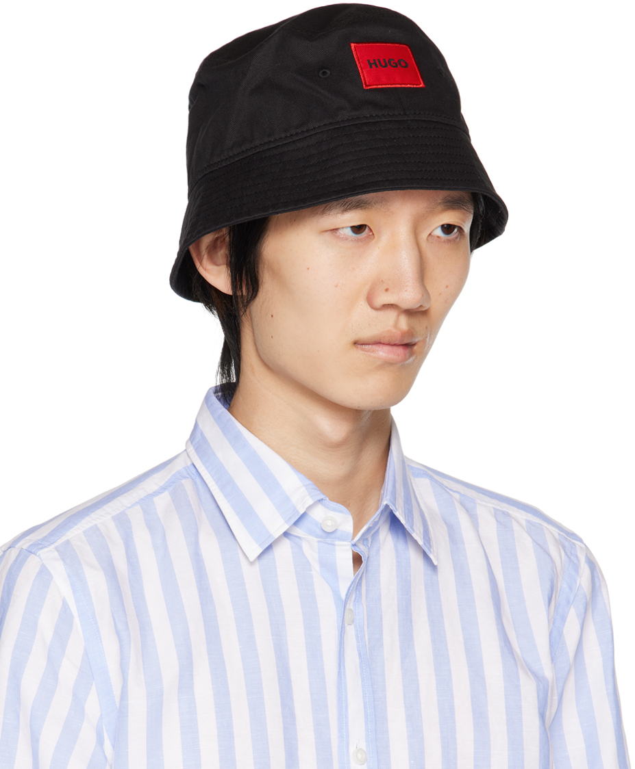 Hugo Black Embroidered Bucket Hat Hugo Boss