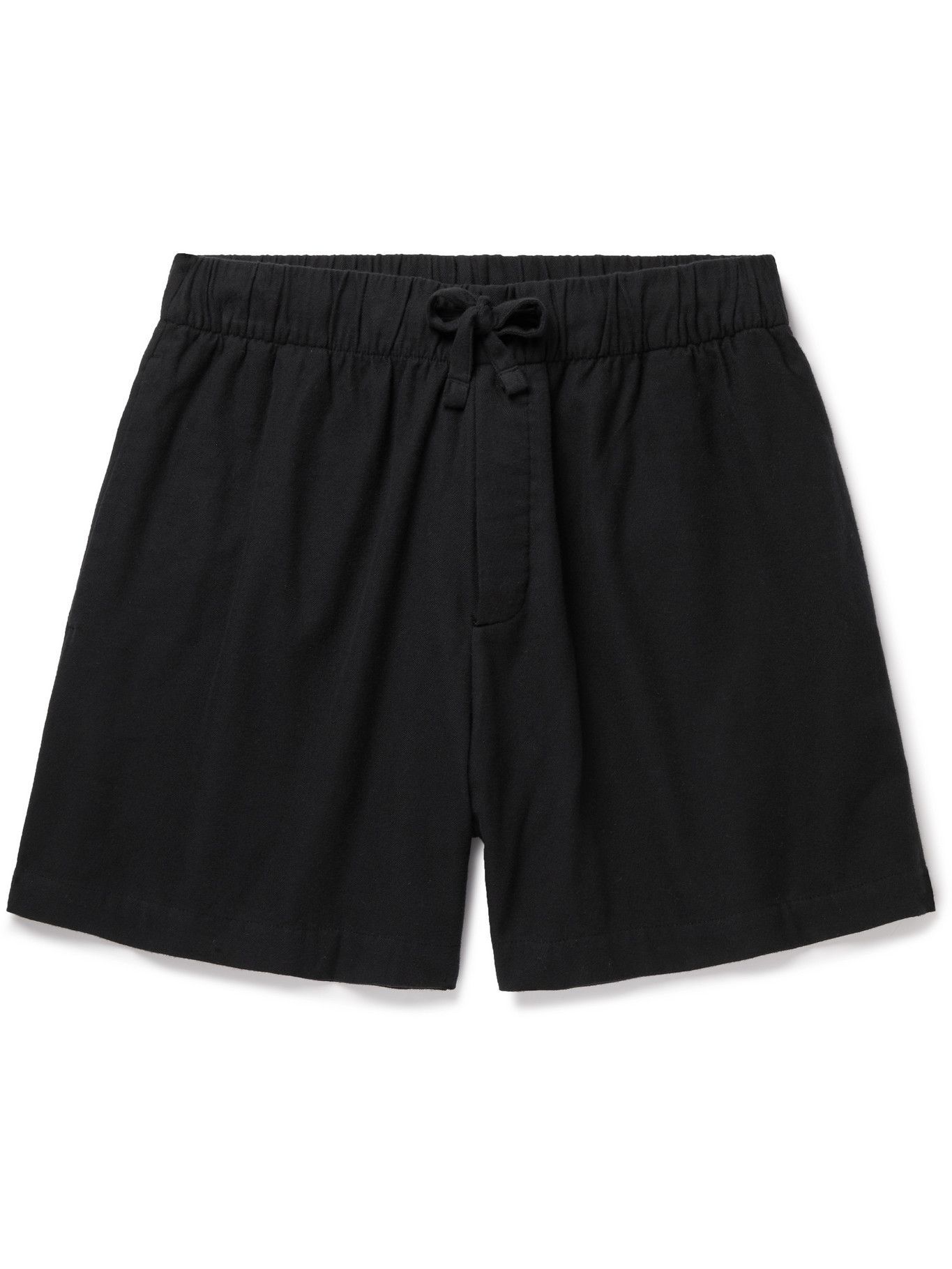 TEKLA - Organic Cotton-Flannel Pyjama Shorts - Black Tekla Fabrics