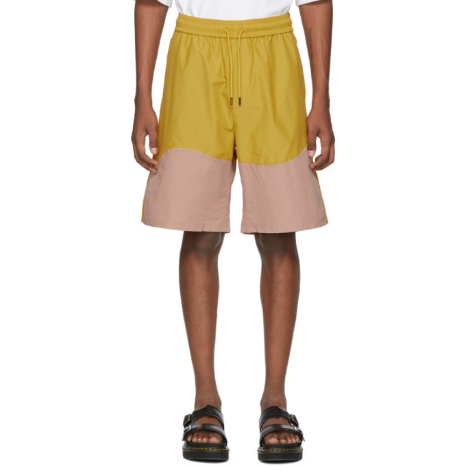 Pyer Moss Yellow and Pink Wave Track Shorts Pyer Moss