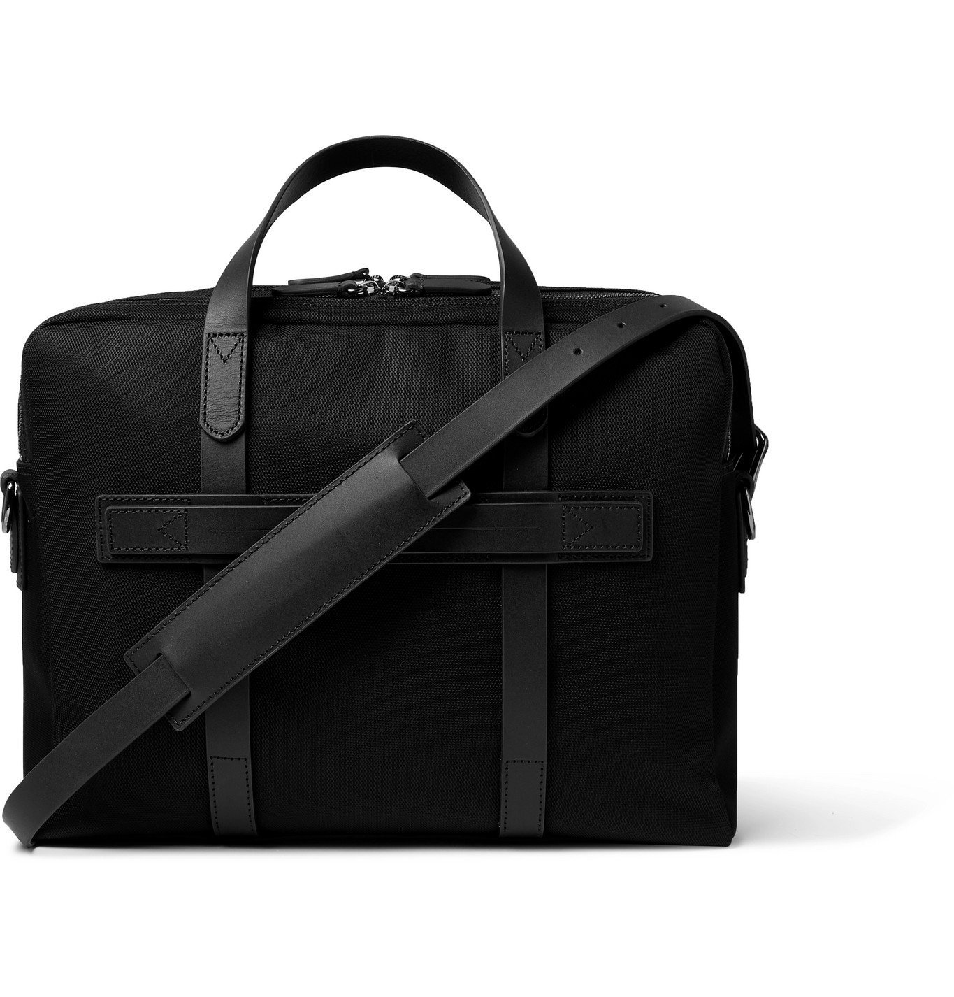 MISMO Endeavour LeatherTrimmed Nylon Briefcase Black Mismo