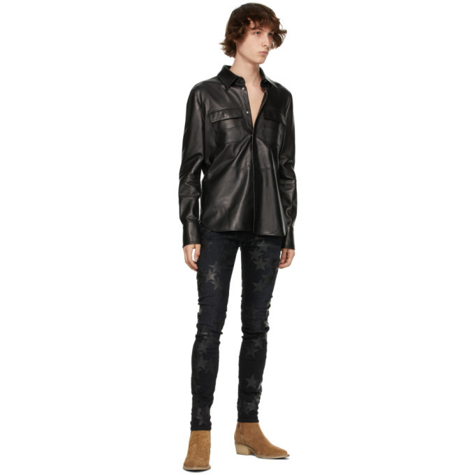 Amiri Black Chemist Leather Stars Jeans Amiri