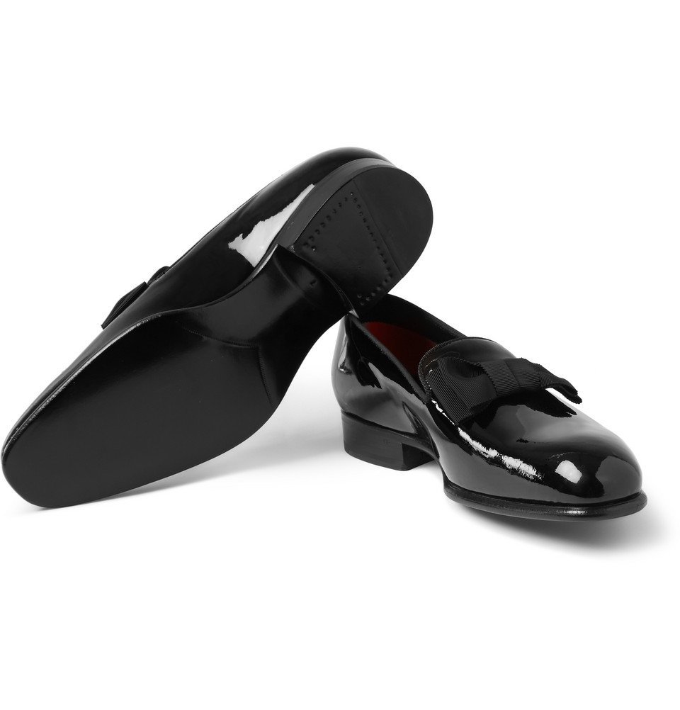 TOM FORD - Bow-Trimmed Patent-Leather Loafers - Men - Black TOM FORD