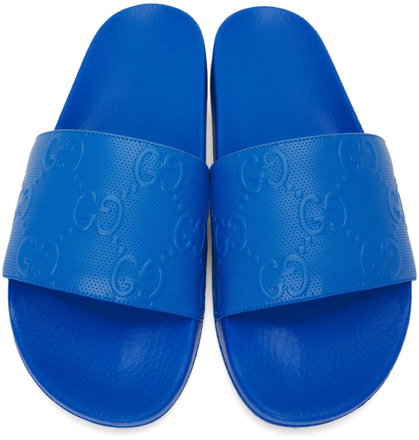 Gucci Blue Demetra GG Slide Sandals Gucci