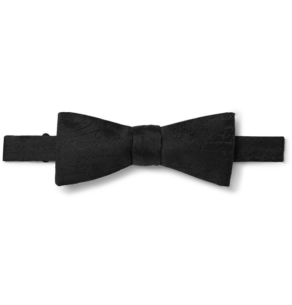 Berluti - Scritto Pre-Tied Silk-Jacquard Bow Tie - Black Berluti