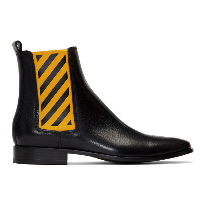 Black and Yellow Chelsea Boots 