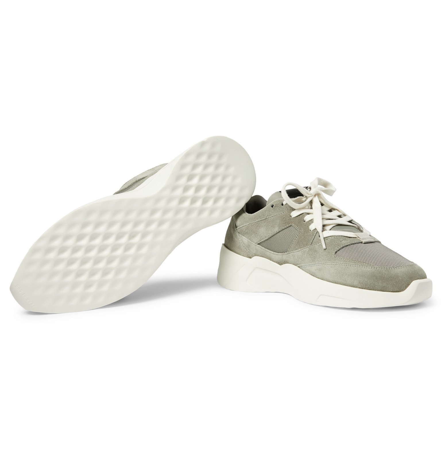 Fear of God Essentials - Leather-Trimmed Suede and Mesh Sneakers - Gray ...