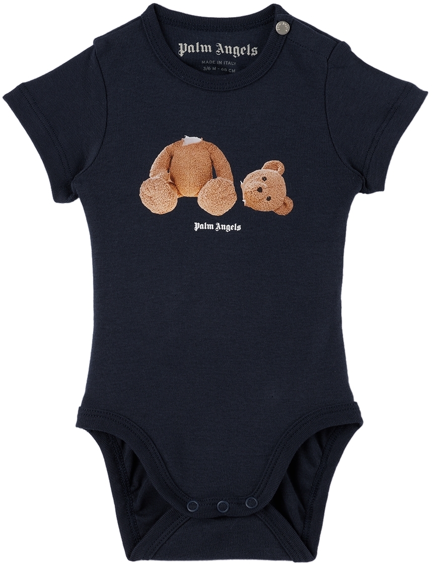 Palm Angels Baby Navy Bear Bodysuit Palm Angels