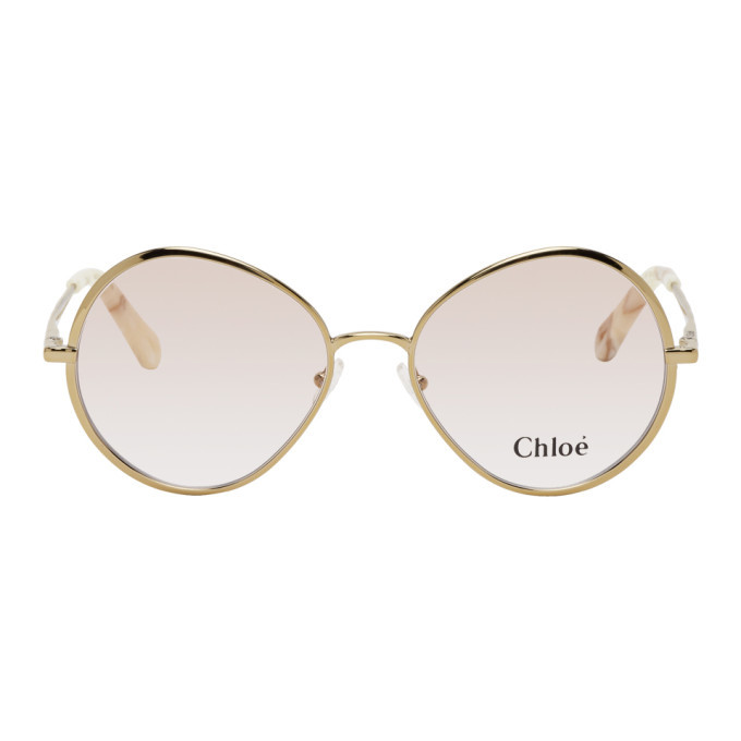 chloe gold tone oval sunglasses