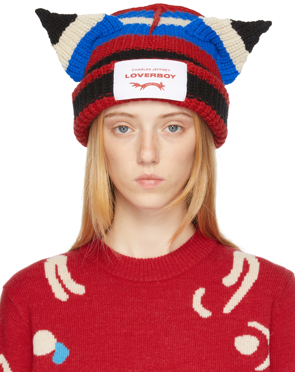 Charles Jeffrey Loverboy Multicolor Chunky Ears Stripe Beanie Charles  Jeffrey Loverboy