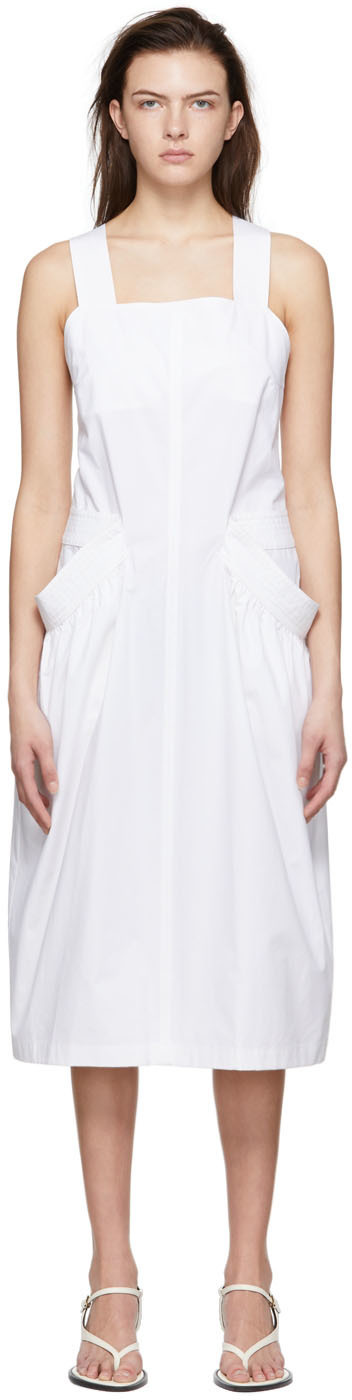 LOW CLASSIC White Cotton Midi Dress Low Classic