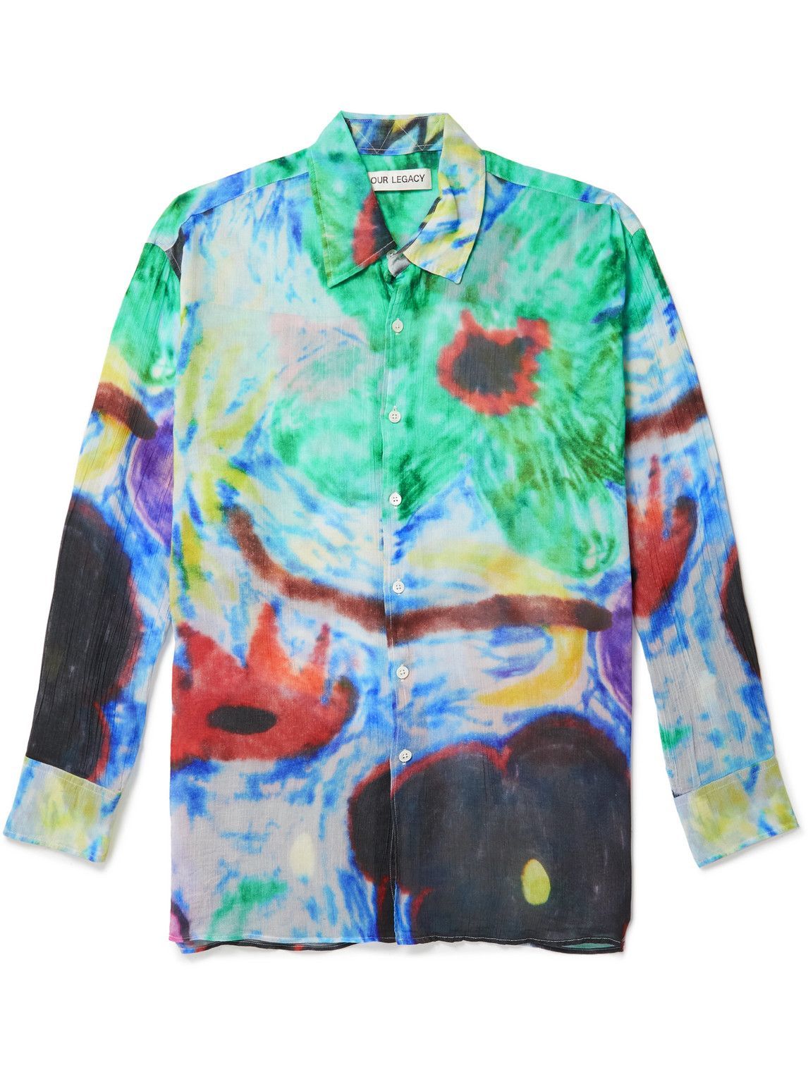 Our Legacy - Printed Crinkled Cotton-Blend Voile Shirt - Green Our Legacy