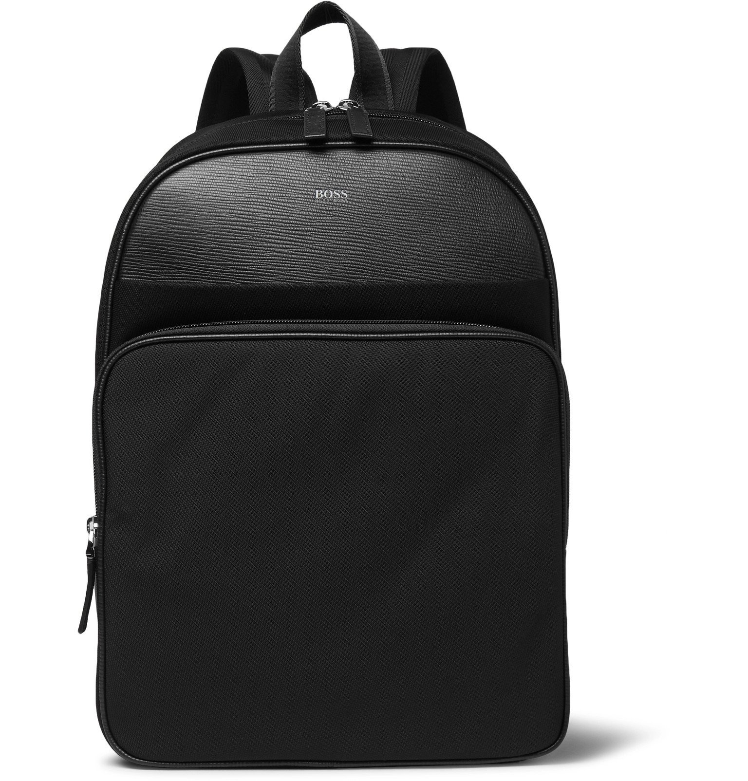 Hugo Boss Meridian CrossGrain LeatherTrimmed Canvas Backpack