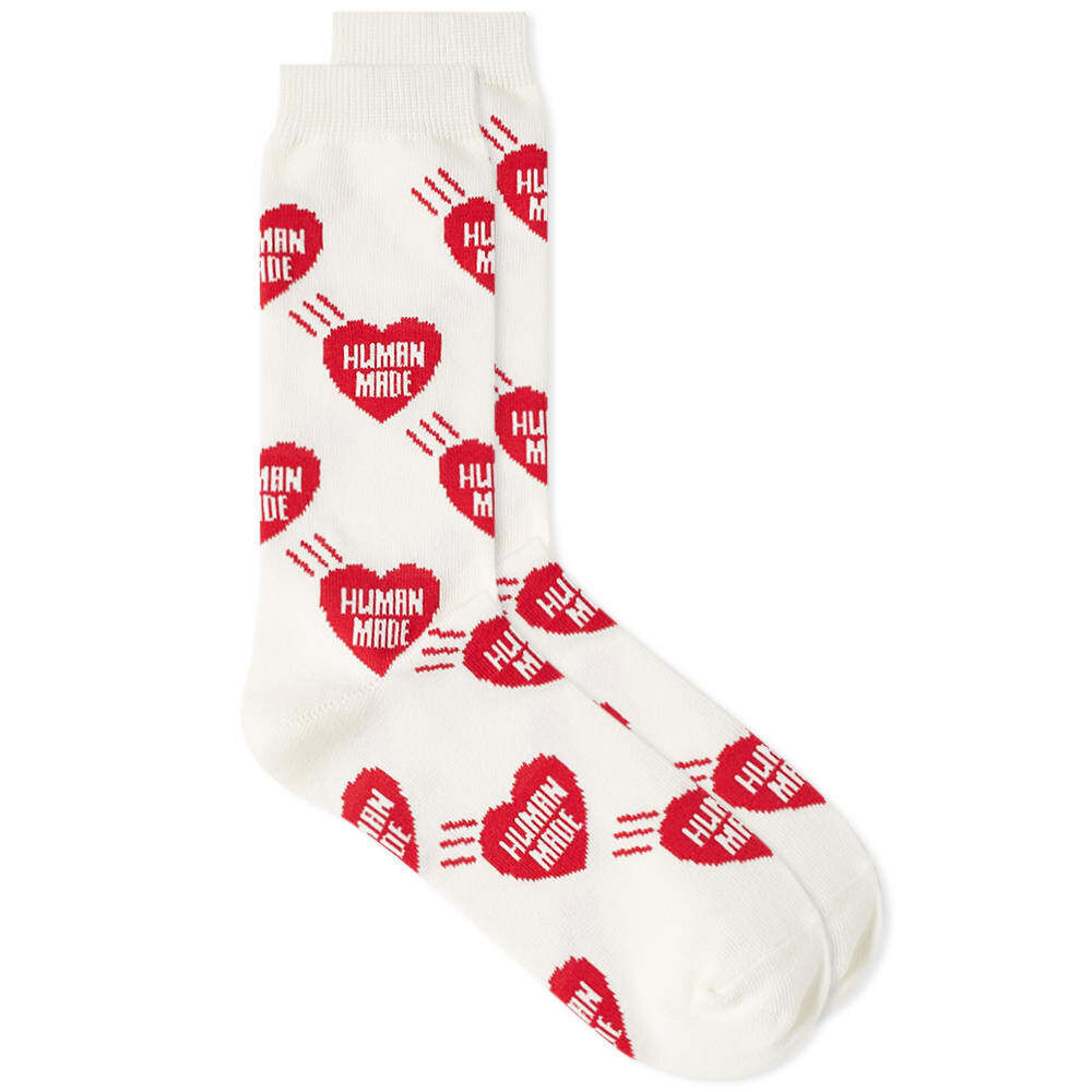 Human Made Men's Heart Pattern Sock in Red Human Made