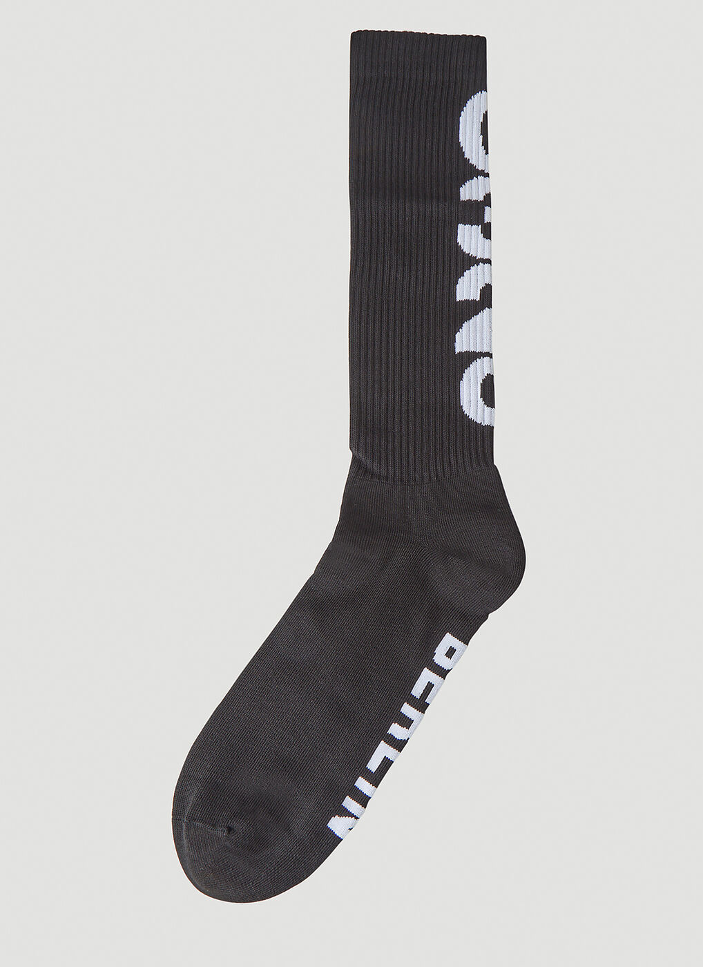Logo Print Long Socks in Black
