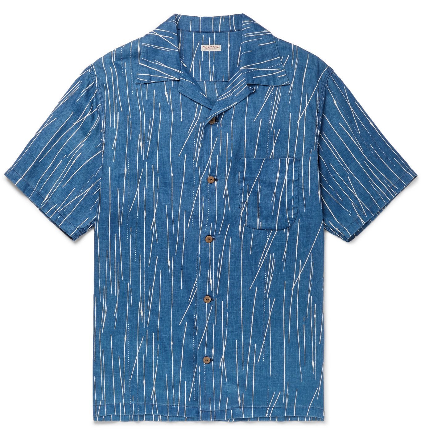KAPITAL - Camp-Collar Indigo-Dyed Linen 