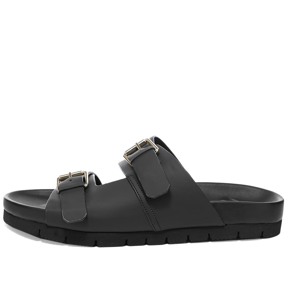 Grenson Men's Florin Sandal in Black Rubberised Calf Grenson