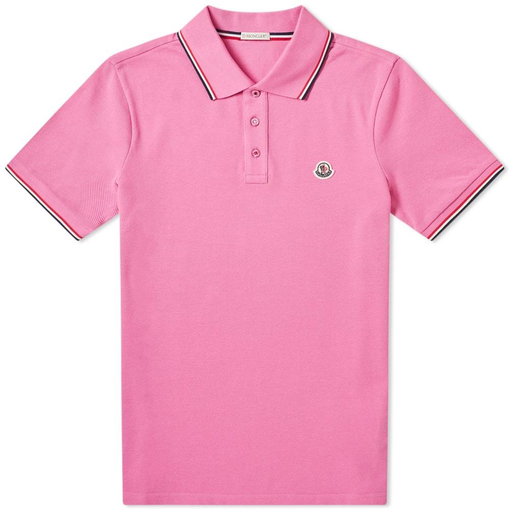 Moncler Classic Contrast Tipped Polo Pink Moncler Grenoble