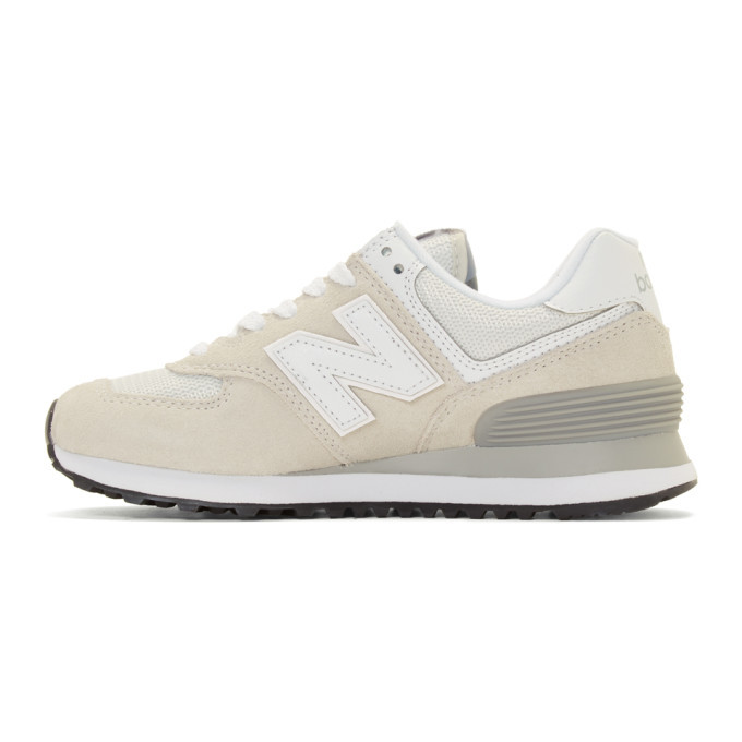 New Balance White and Grey 574 Core Sneakers
