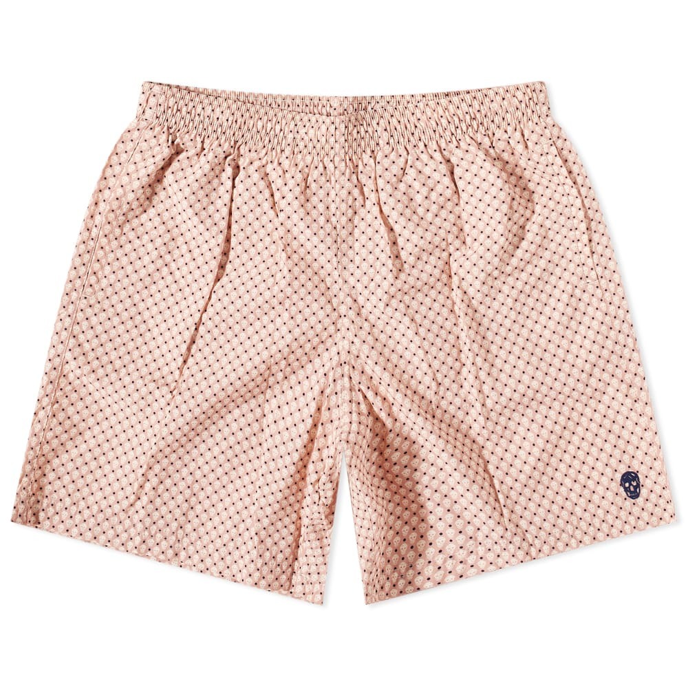 Alexander McQueen Men's Polka Dots Skulls Print Swim Short in Powder